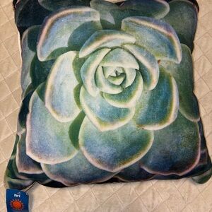 Succulent Print Pillow - Green and Blue